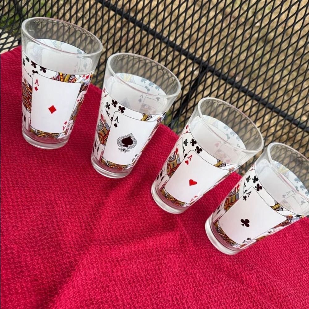Playing Card Themed Glass Tumbler Set